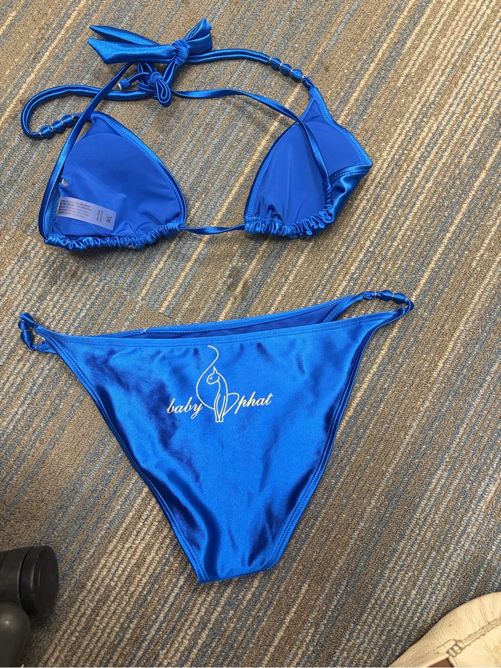 Baby Phat Shiny Cobalt Blue Triangle Bikini Set